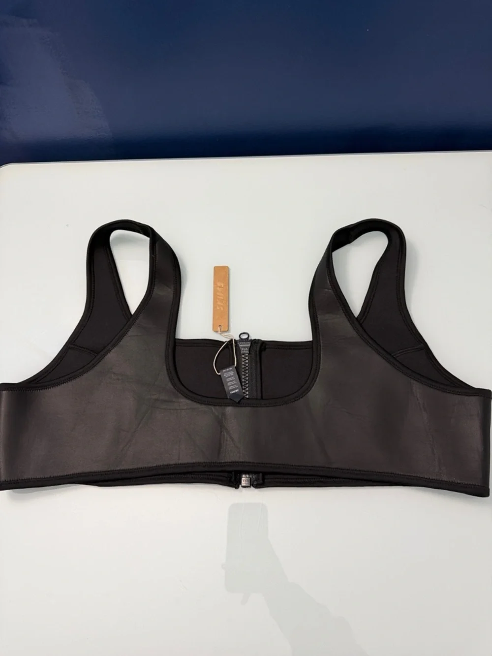 NWT SKIMS Rubberized Scuba Swim Scoop Neck Bikini Top
